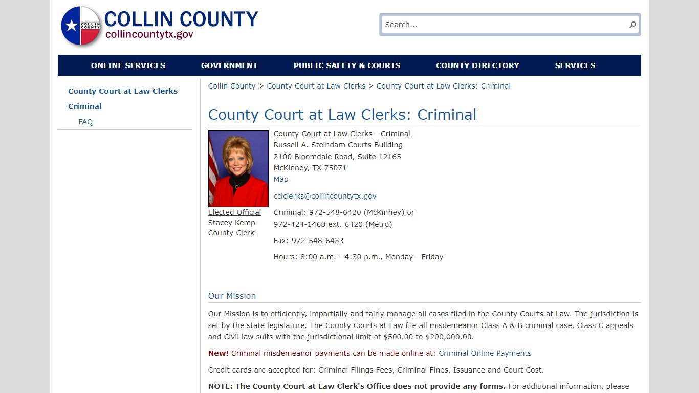 County Court at Law Clerks: Criminal - collincountytx.gov